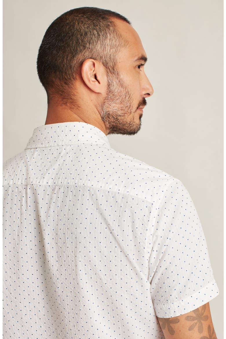 Riviera Slim Fit Dot Short Sleeve Seersucker Button-Up Shirt, Alternate, color, MILLER COVE DOT