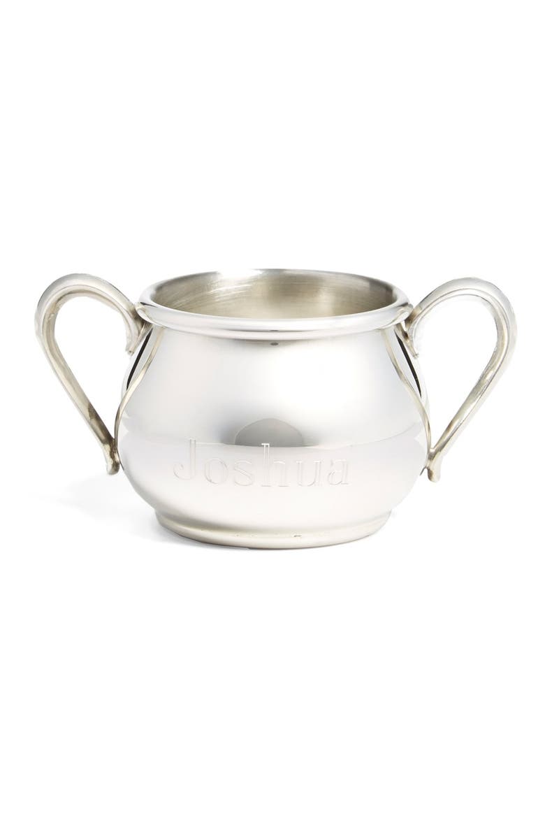 Personalized Double Handle Baby Cup, Main, color, PEWTER