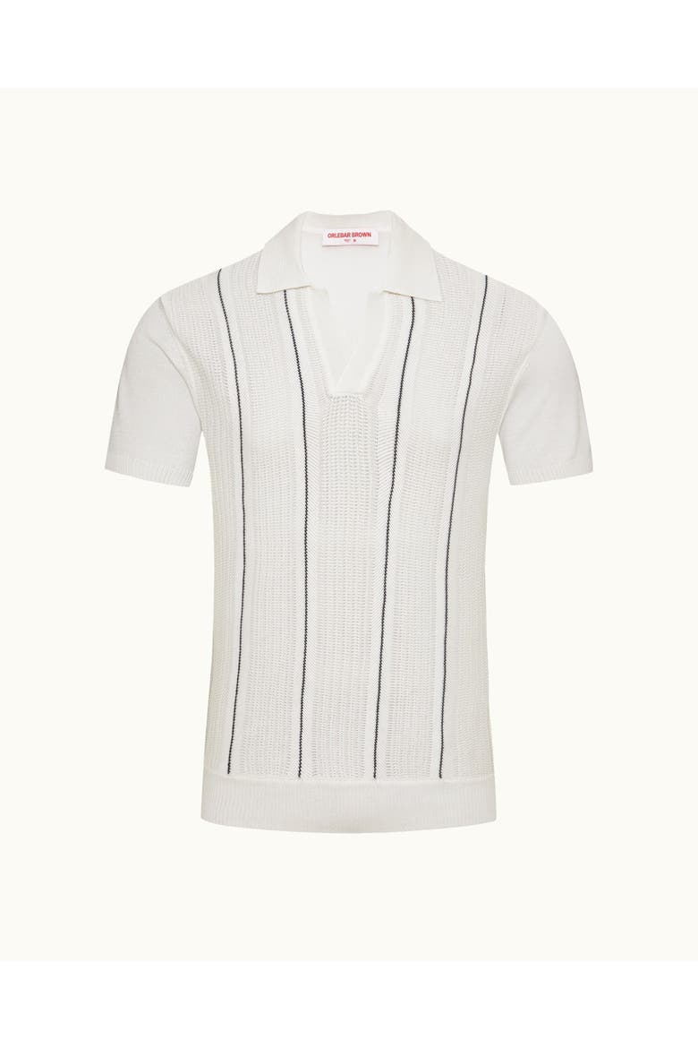 Horton Silk Tailored-Fit Polo Shirt, Main, color, WHITE/NIGHT IRIS STRIPE