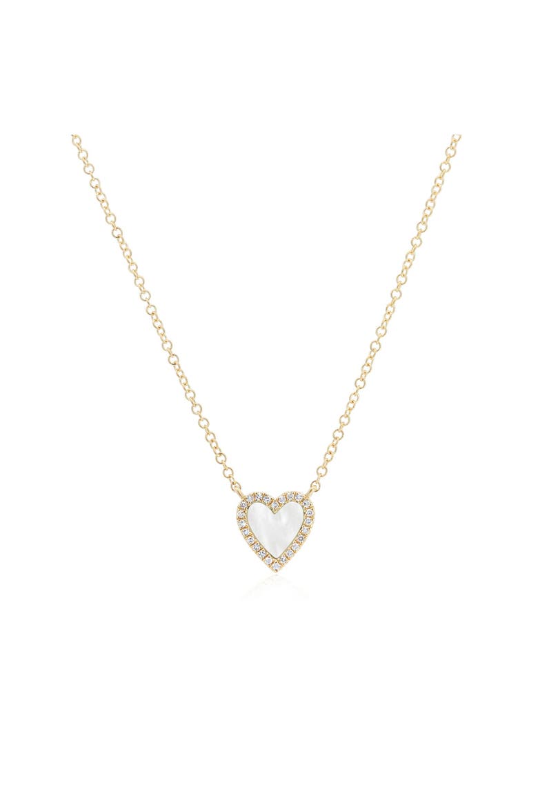 Mini Mother of Pearl Diamond Halo Heart Necklace, Main, color, Mother of Pearl