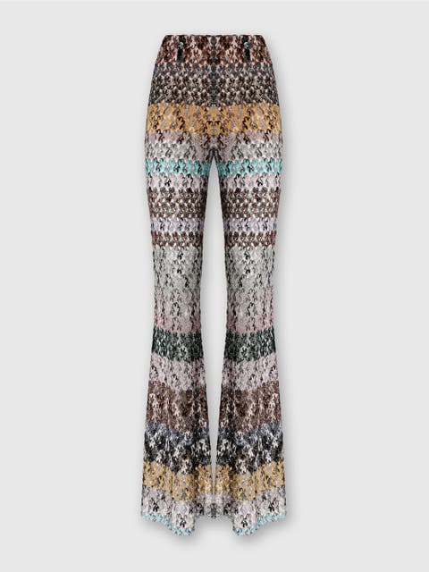 Flare Pants In Embroidered Lace