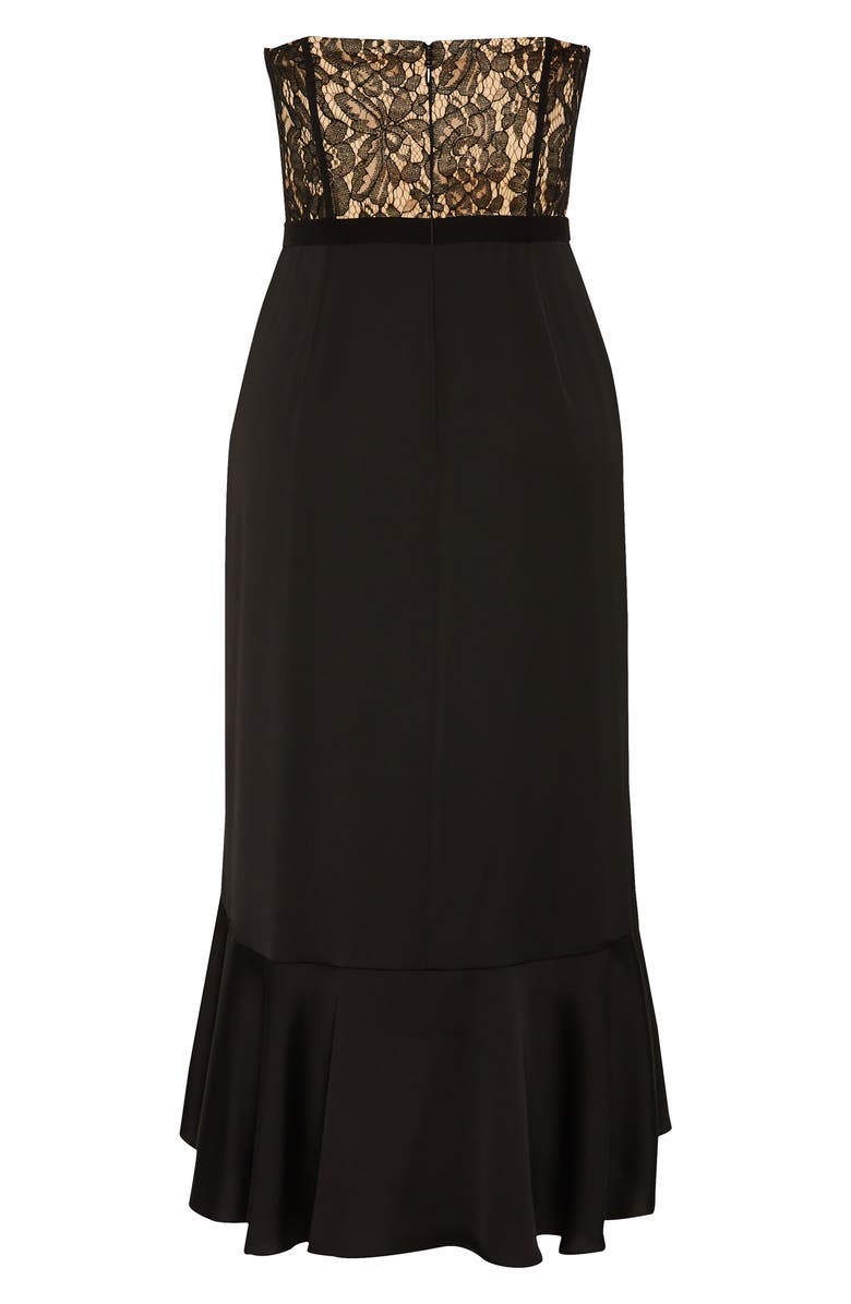 City Chic Lace Convertible High-Low Gown, Alternate, color, Black