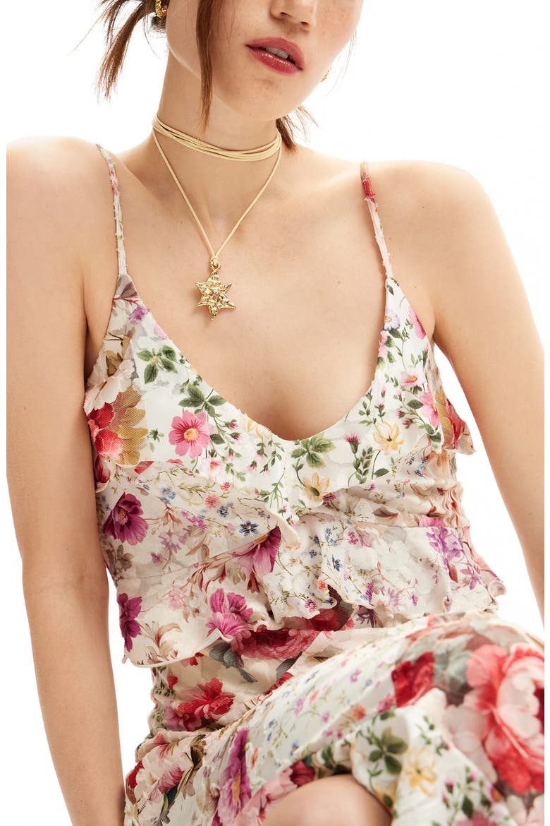 Aura Mixed Floral Print Handkerchief Hem Dress, Alternate, color, MIX
