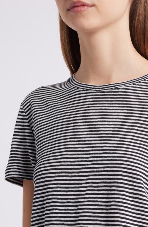 Frame The Stripe Linen Baby T-shirt In Black Multi
