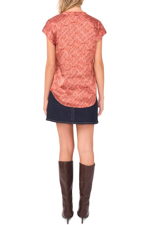 Vince Camuto Geo Print Satin Top In Pink