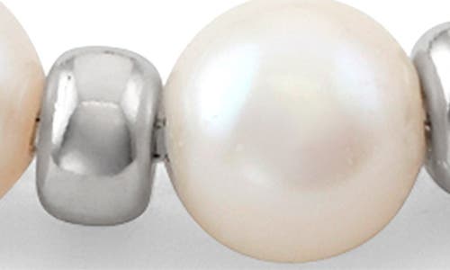 Fzn Sterling Silver Pearl Beaded Slider Bracelet In White