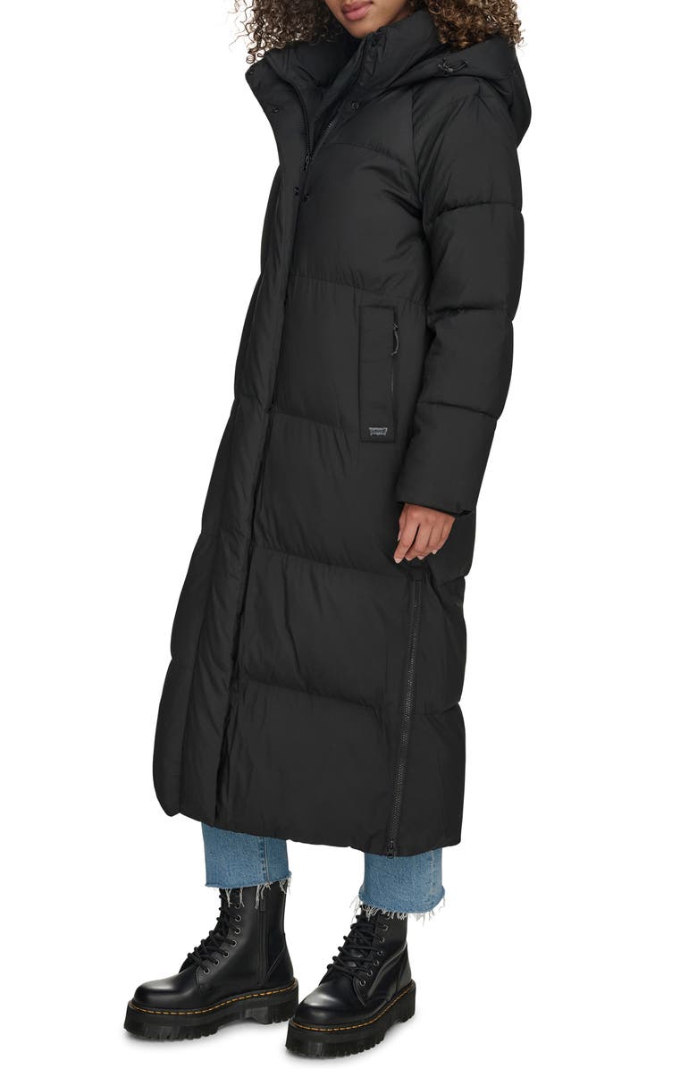 Levi's Water Resistant Side Zip Maxi Puffer Coat, Alternate, color, Black