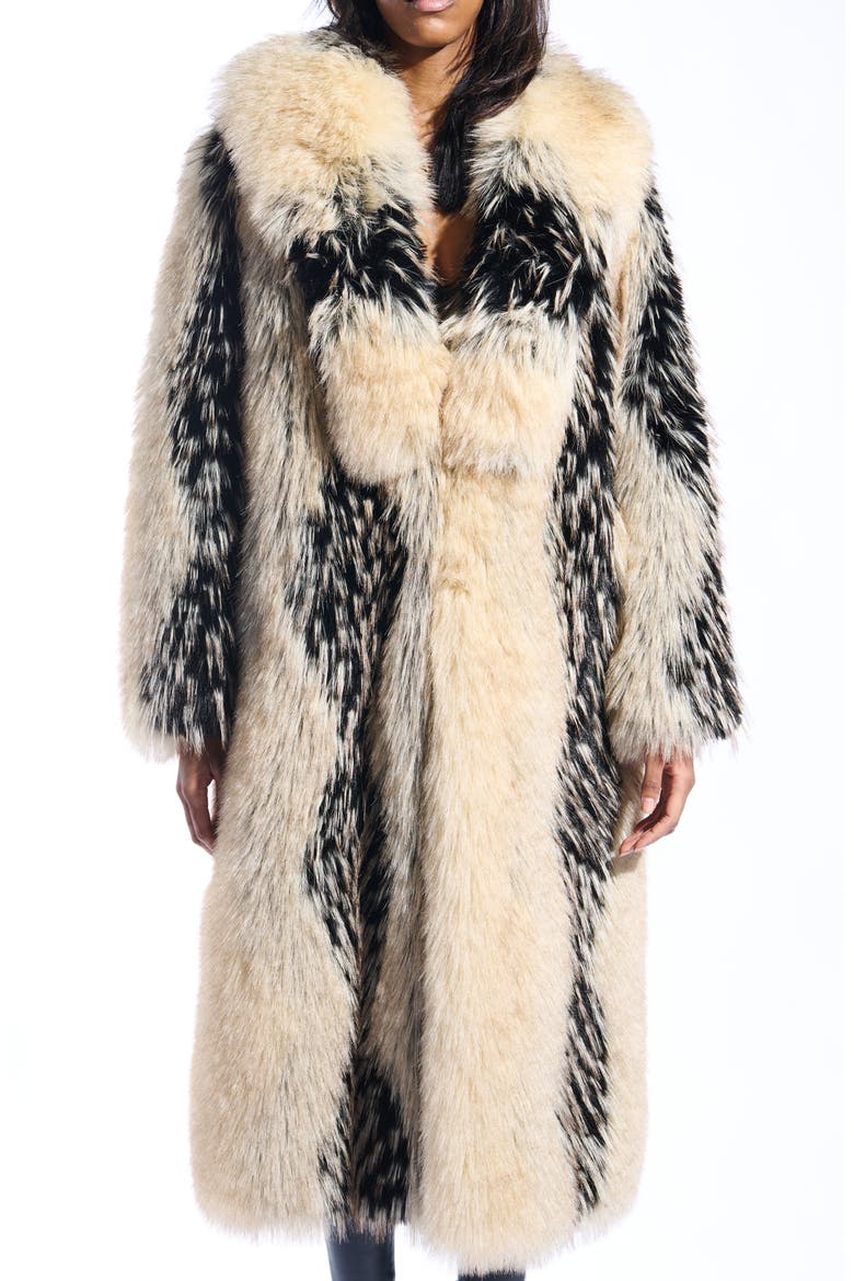 Aurora Faux Fur Coat, Alternate, color, TAN MULTI