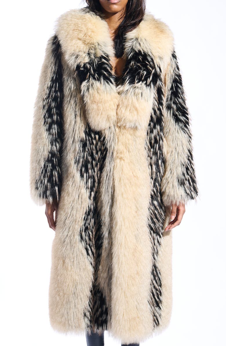 AZALEA WANG Aurora Faux Fur Coat, Alternate, color, Tan Multi