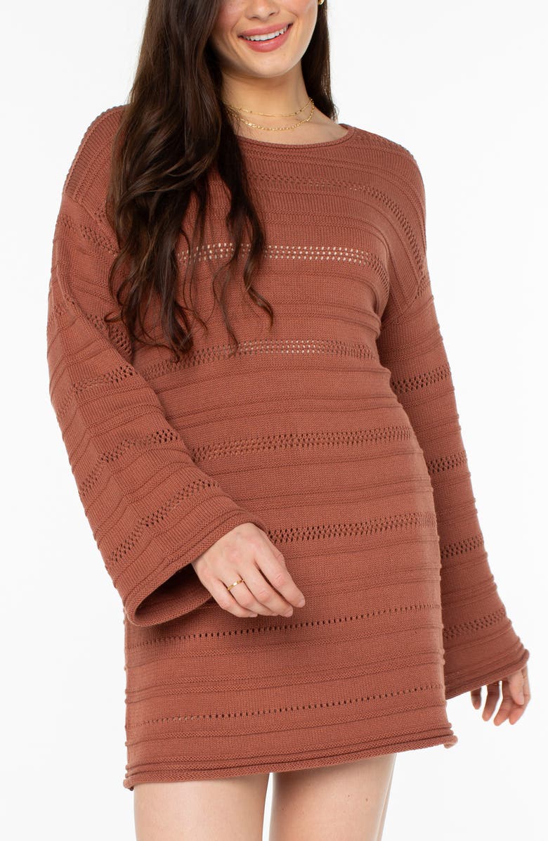 Roxy Bondi Sunset Long Sleeve Sweater Dress, Alternate, color, Russet