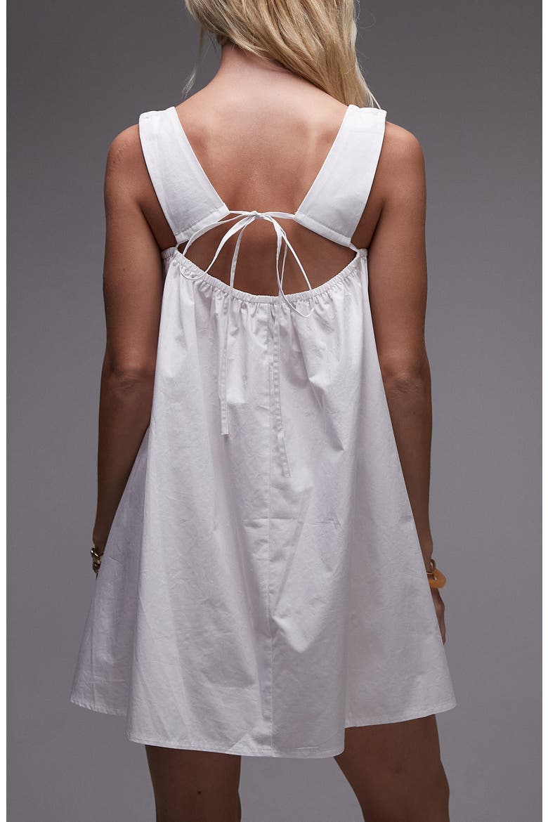 Gathered Poplin Minidress, Alternate, color, WHITE