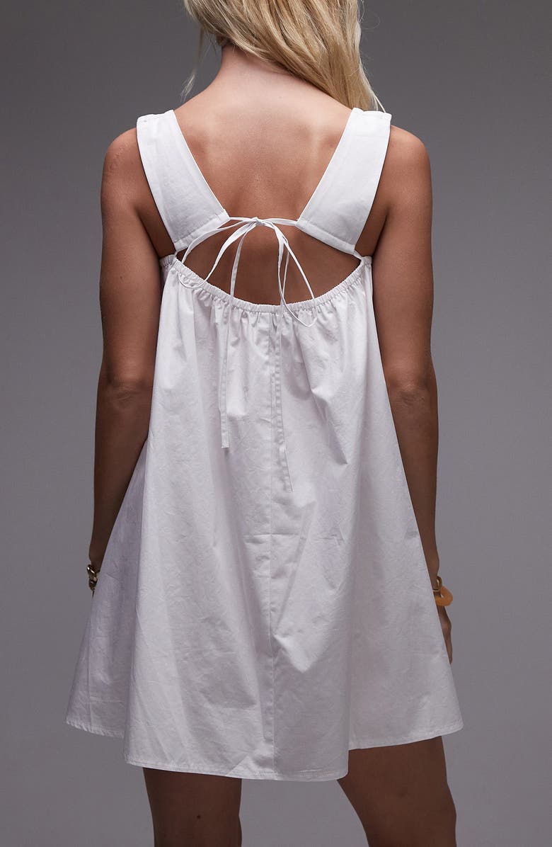 Topshop Gathered Poplin Minidress, Alternate, color, White