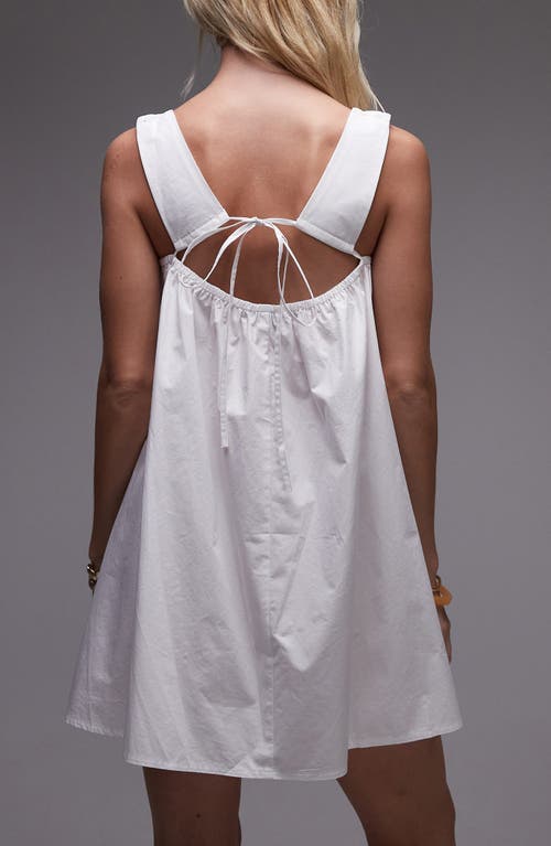 Topshop Poplin Sundress With Gathered Dress In White