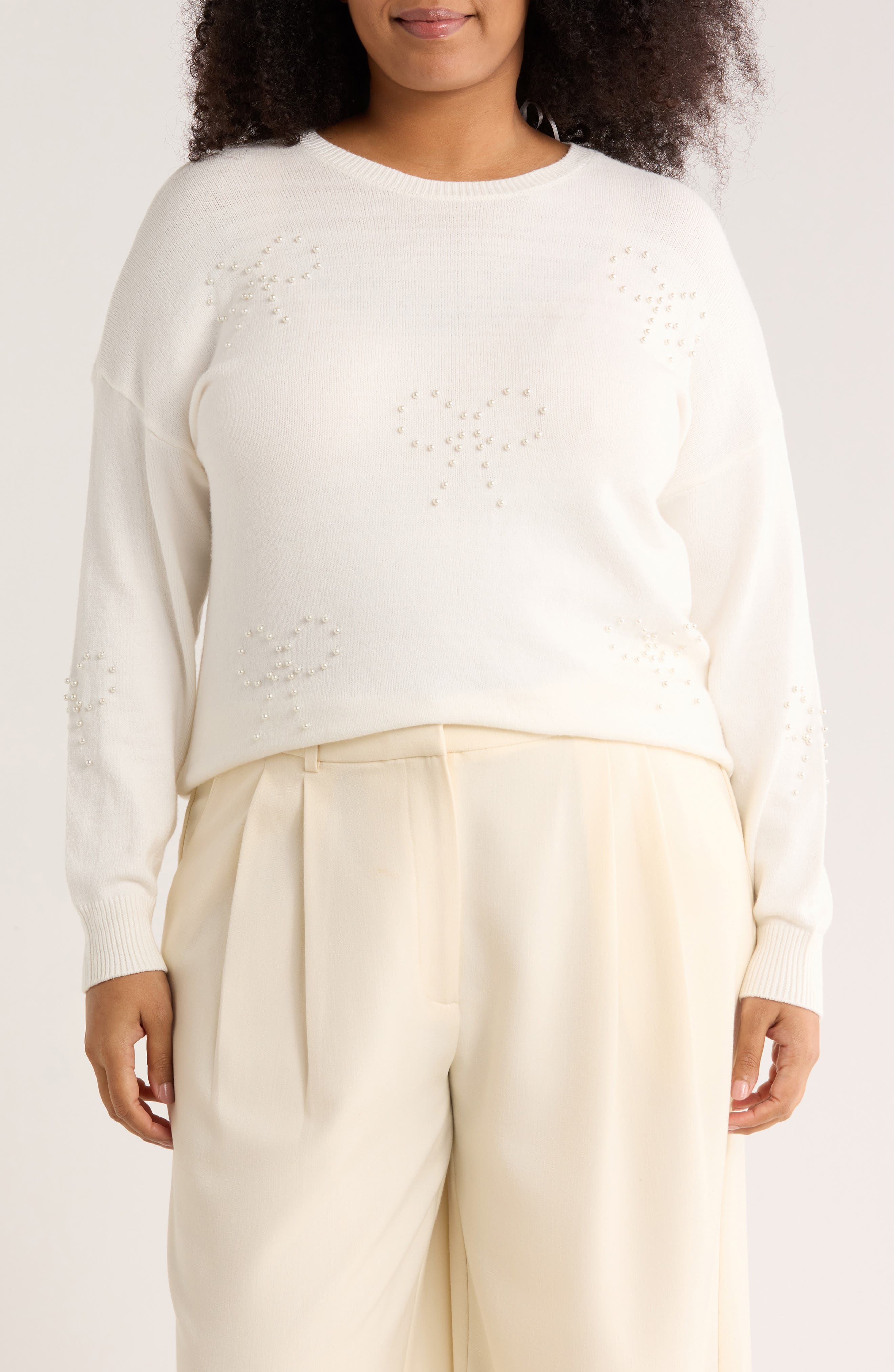 Joseph A Pearly Bows Pullover Sweater