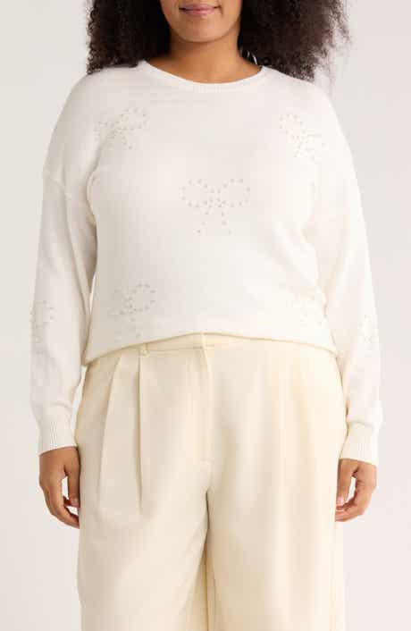 Joseph A Pearly Bows Pullover Sweater