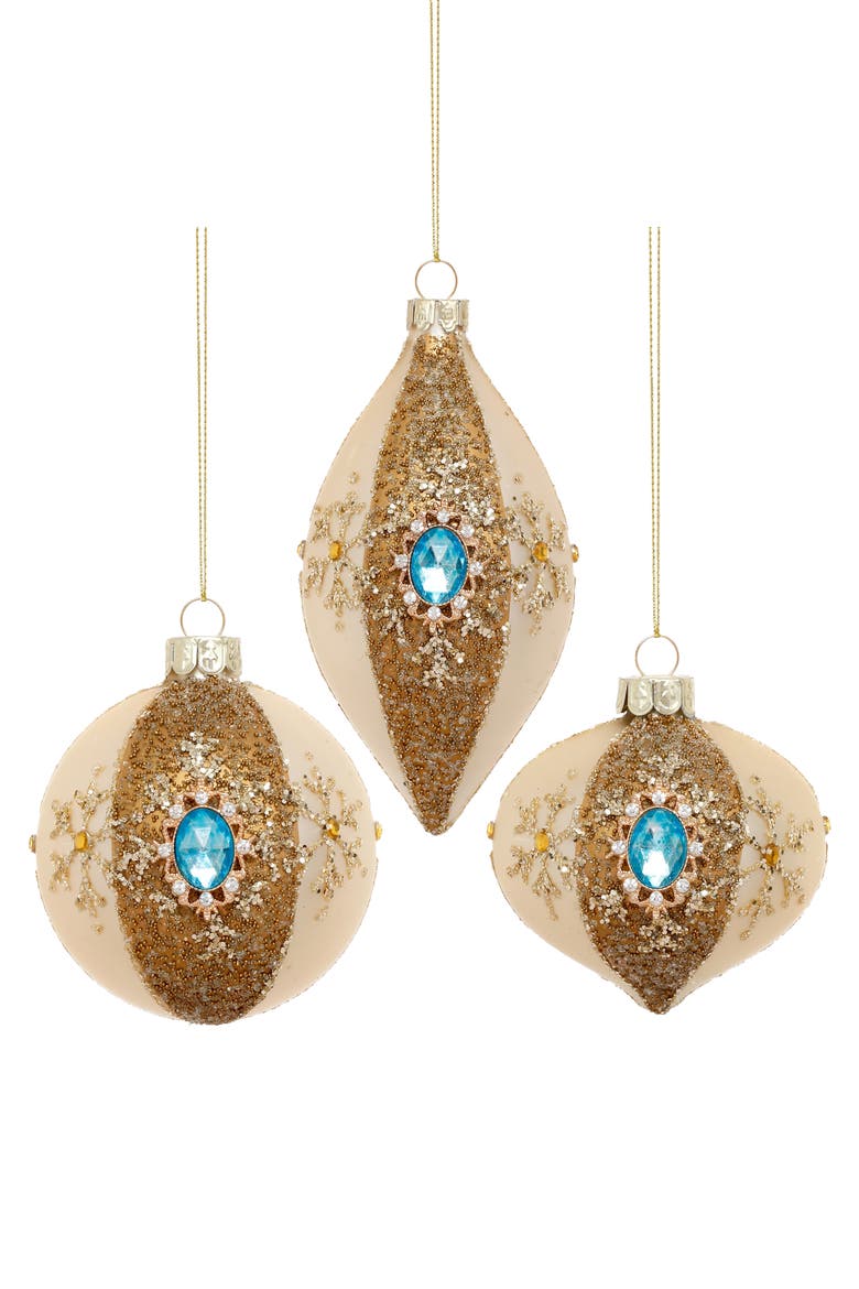 Christmas Jeweled Ornament, Box of 6, Main, color, Champagne Gold