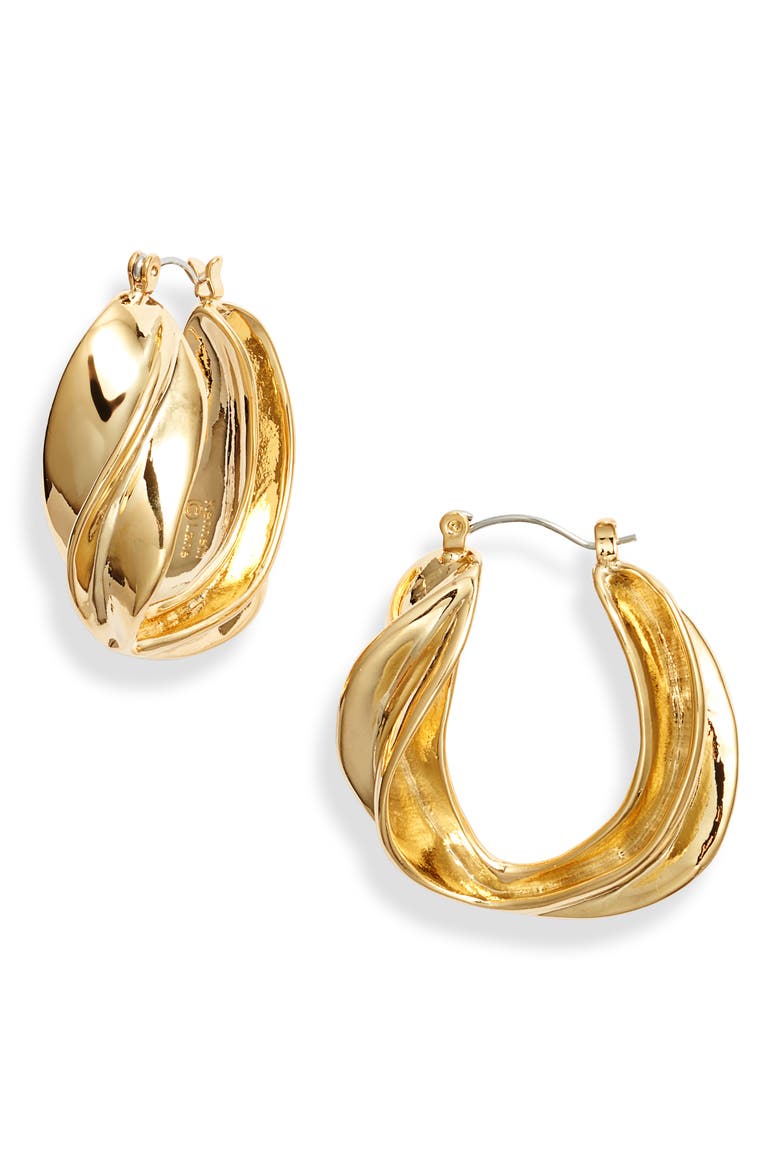 Twist Hoop Earrings, Main, color, GOLD