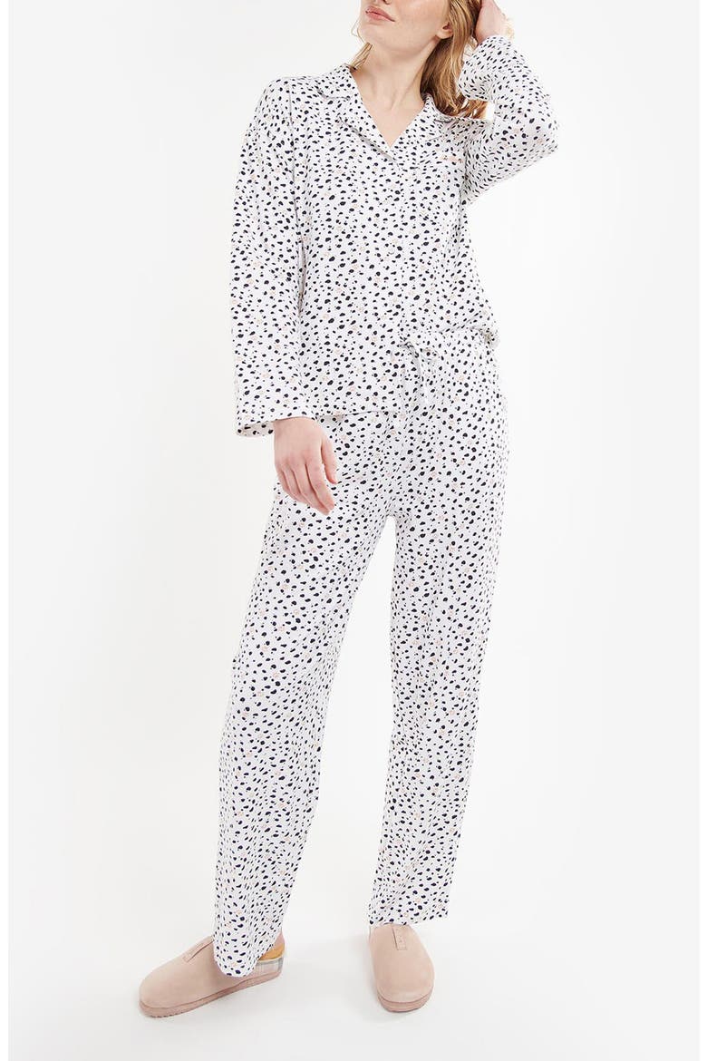 Dalmation Spot Stretch Cotton Pajamas, Main, color, WHITE DALMATIAN SPOT