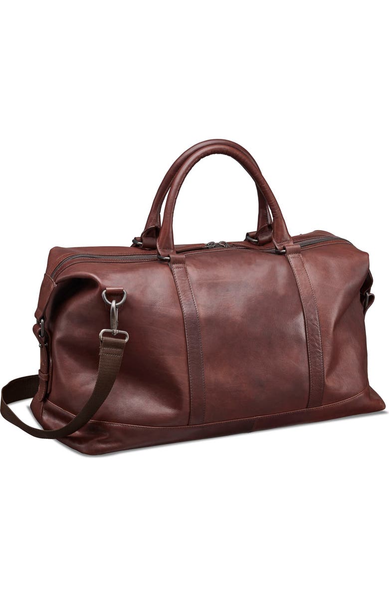 Mancini Carry-On Leather Duffle Bag, Alternate, color, Brown