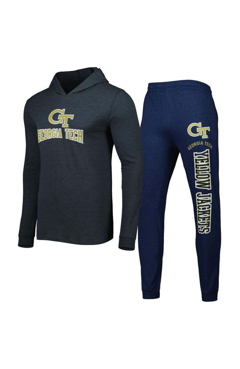 CONCEPTS SPORT Men's Concepts Sport Navy/Charcoal Georgia Tech Yellow Jackets Meter Pullover Hoodie & Pant Sleep Set, Main, color,