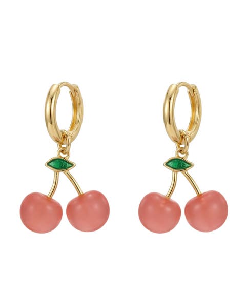 Harvest Cherry Jade stone charm earrings