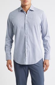 Peter Millar Jackson Crown Lite Microcheck Performance Twill Button-Up Shirt