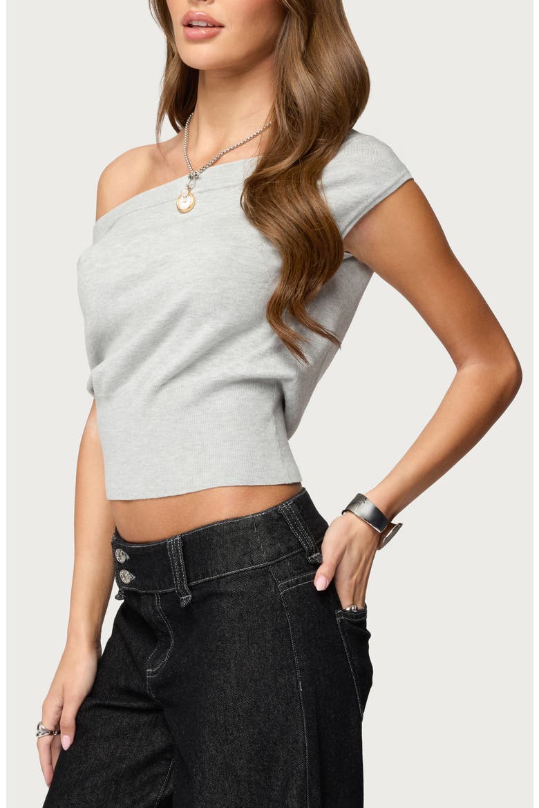 Michaela Off the Shoulder Crop T-Shirt, Alternate, color, LIGHT-GREY-MELANGE