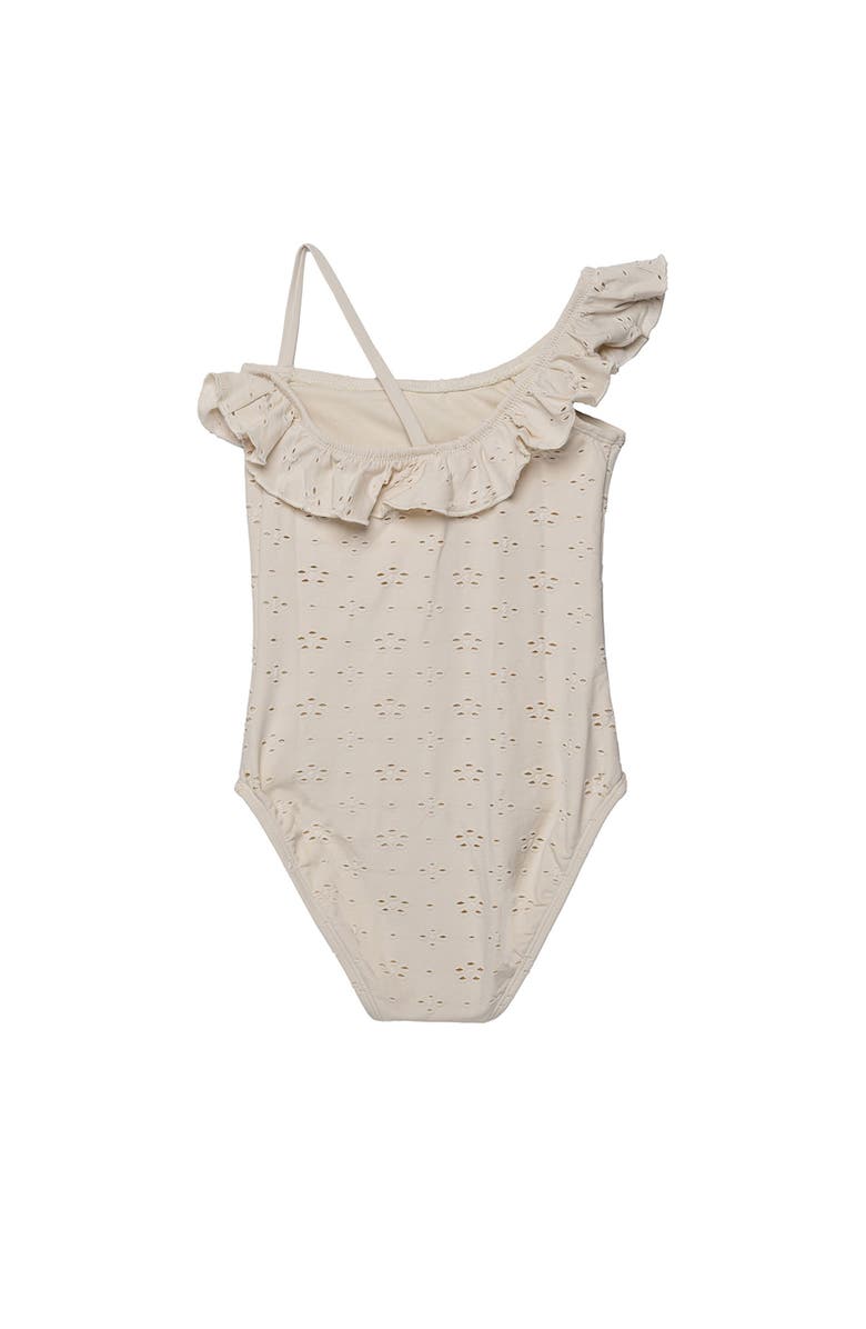 Gottex Kids Little Lace Ruffle Asymmetrical One Piece, Alternate, color, Ivory