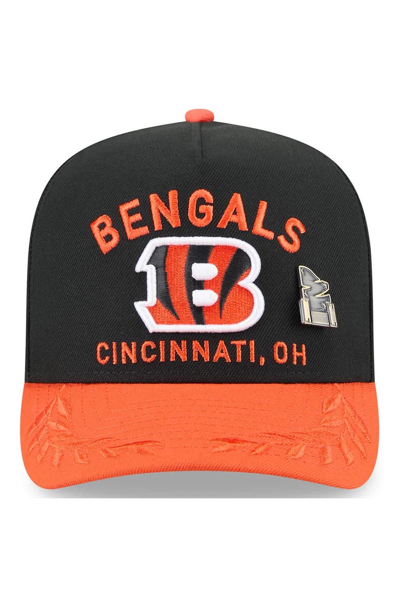 Men's New Era Black/Orange Cincinnati Bengals 2025 NFL Draft On Stage A-Frame 59FIFTY Fitted Hat, Alternate, color, Black