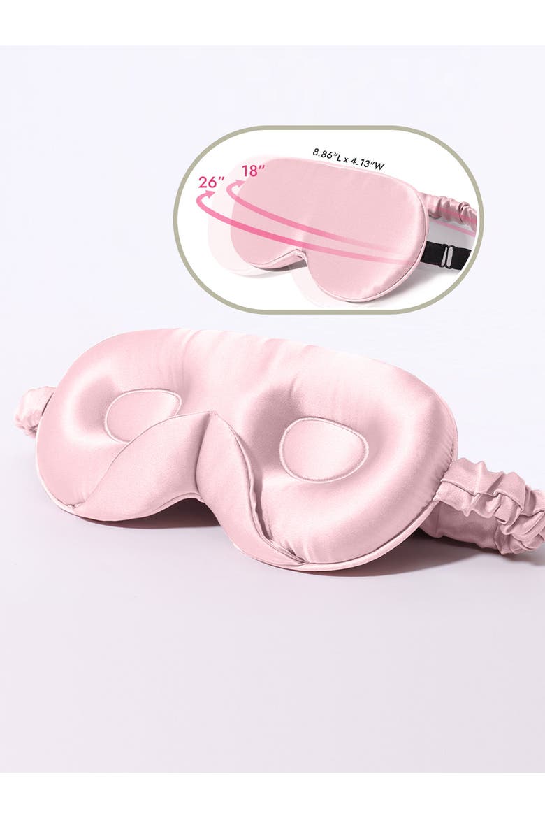 22 Momme Mulberry Silk Upgraded 3D Adjustable Eye Mask, Main, color, Pink
