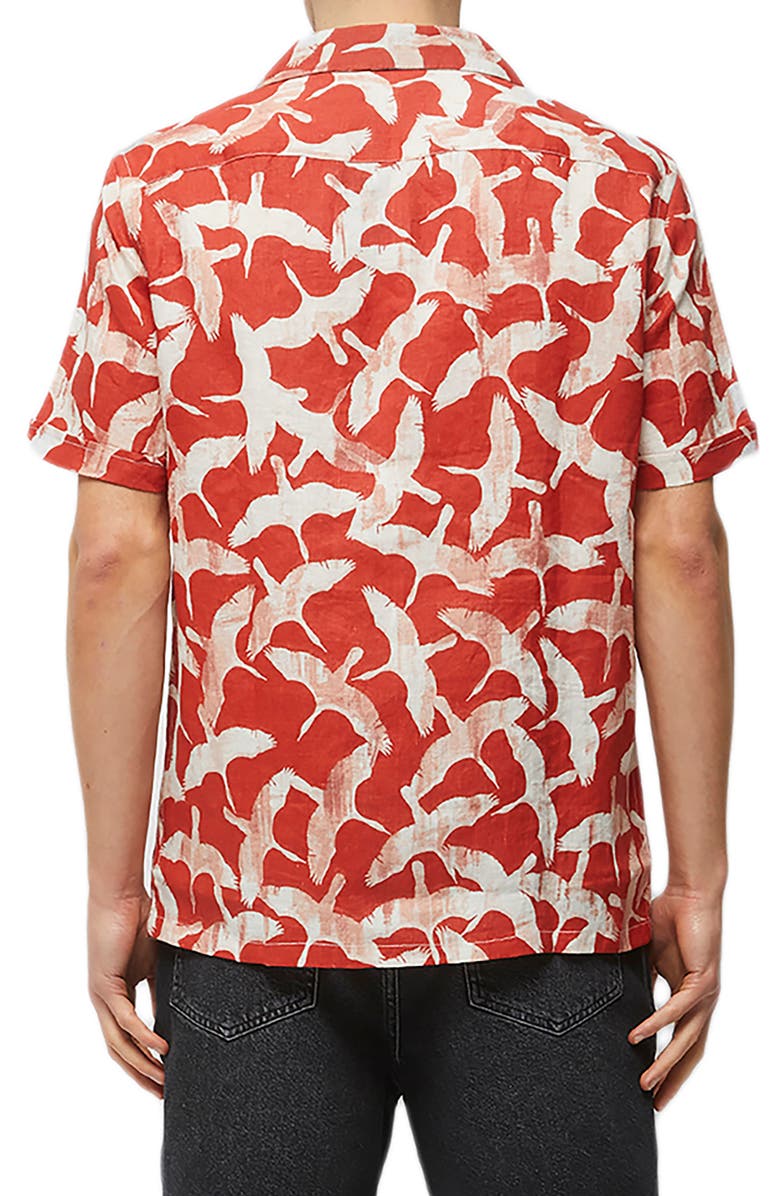 French Connection Calavie Bird Print Short Sleeve Button-Up Camp Shirt, Alternate, color, 