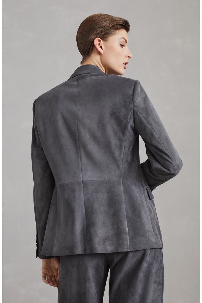 Suede blazer with monili, Alternate, color, Lead