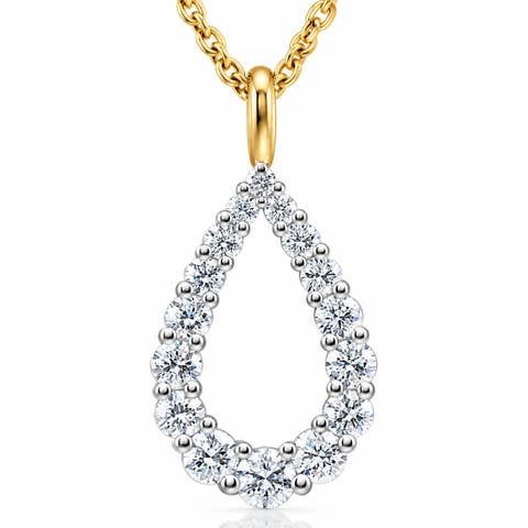 1/2ct Pear Shape Lab Grown Diamond Pendant 10k Or Gold Necklace