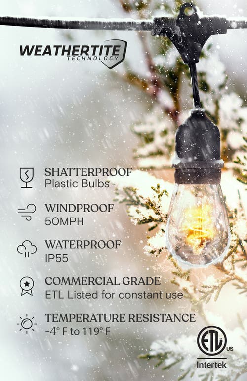 Brightech Plug-in Weatherproof Led Spiral Filament Heavy Duty Outdoor String Lights In 48 Ft 15 Bulbs | Soft White