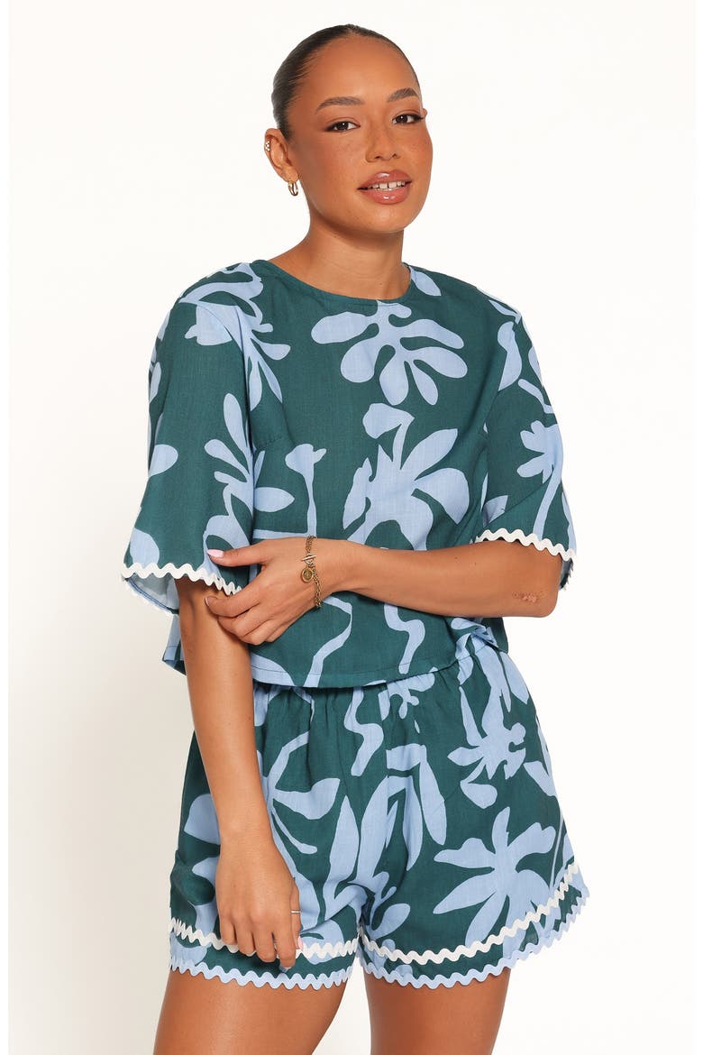 Gaia Shorts Set, Alternate, color, BLUE LEAF