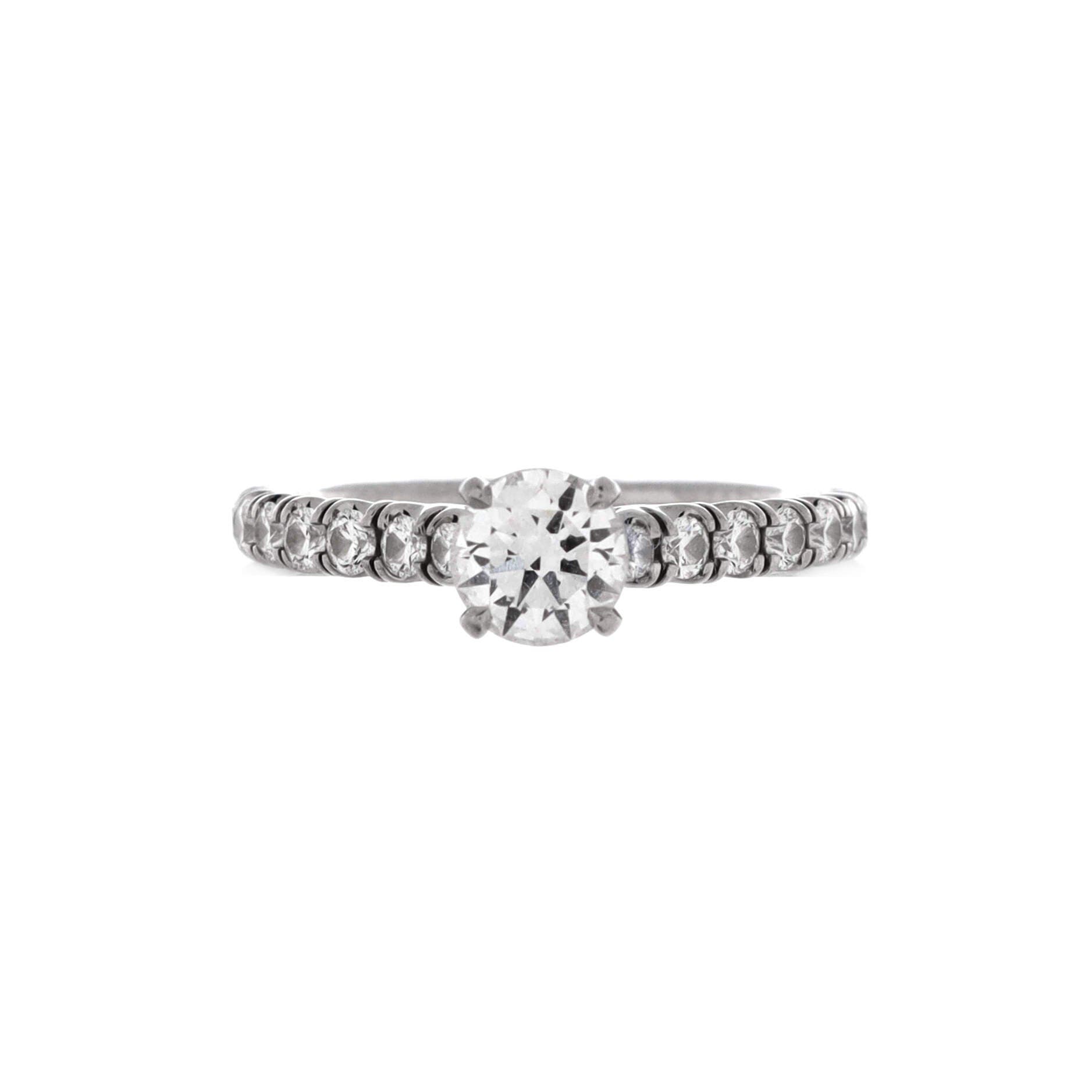 Etincelle de Cartier Solitaire Ring Platinum with RBC Diamond and Pave Diamonds E/VVS1 0.50CT, Main, color, Metallic Silver