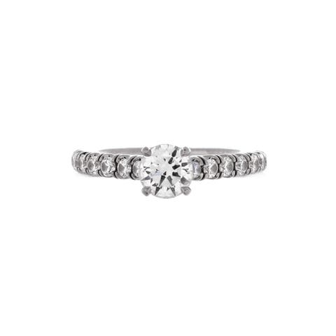 Etincelle de Cartier Solitaire Ring Platinum with RBC Diamond and Pave Diamonds E/VVS1 0.50CT