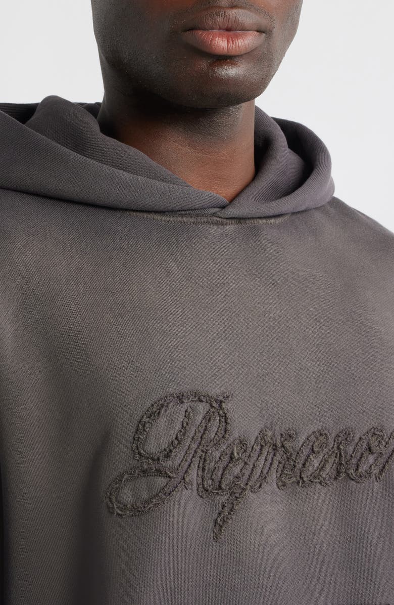 Represent Cotton Logo Appliqué Hoodie, Alternate, color, After Dark