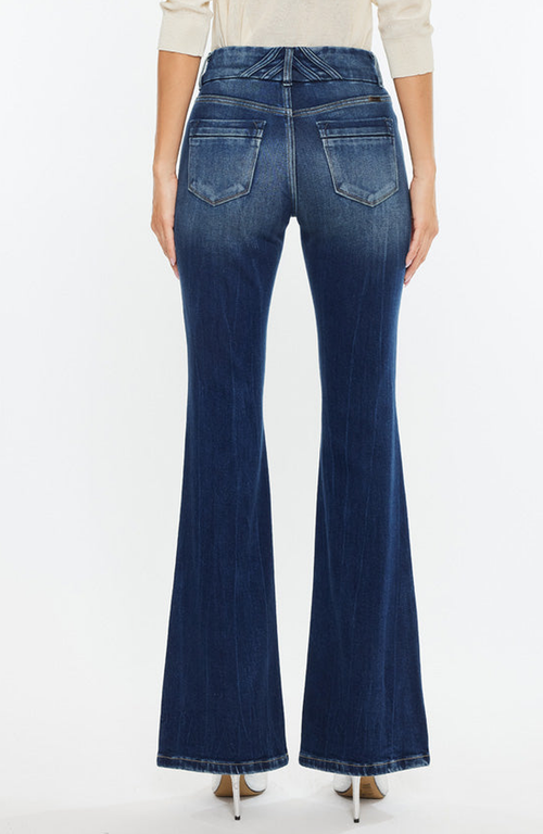 Kancan Michelle High Rise Flare Jeans In Dark Wash