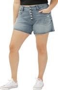 Silver Jeans Co. Exposed Button Mid Rise Denim Boyfriend Shorts