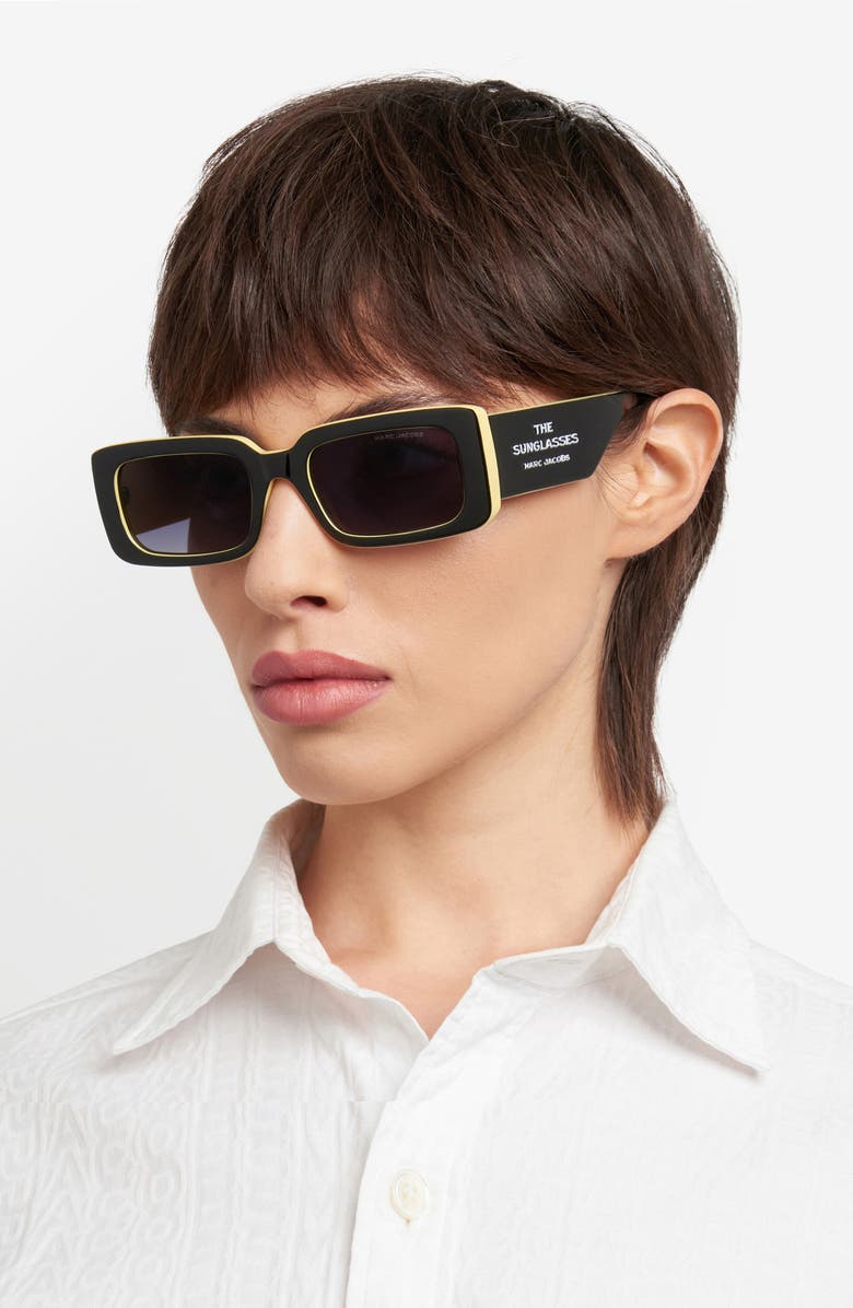 Marc Jacobs 53mm Gradient Rectangular Sunglasses, Alternate, color, Black Yellow