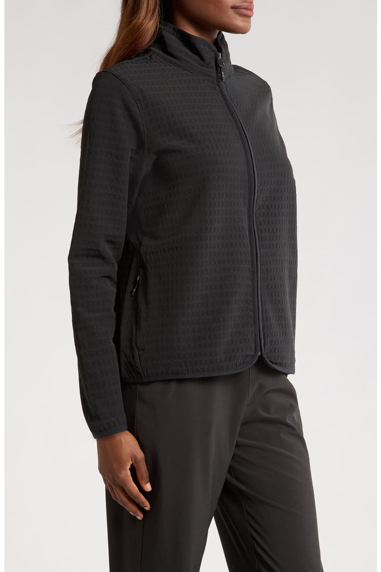 Grid Bonded Fleece Zip Jacket, Alternate, color, BLACK