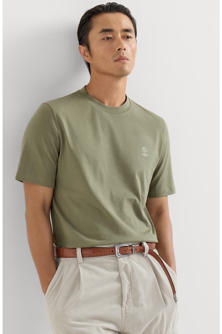 Cotton jersey crew neck T-shirt with logo, Alternate, color, Green