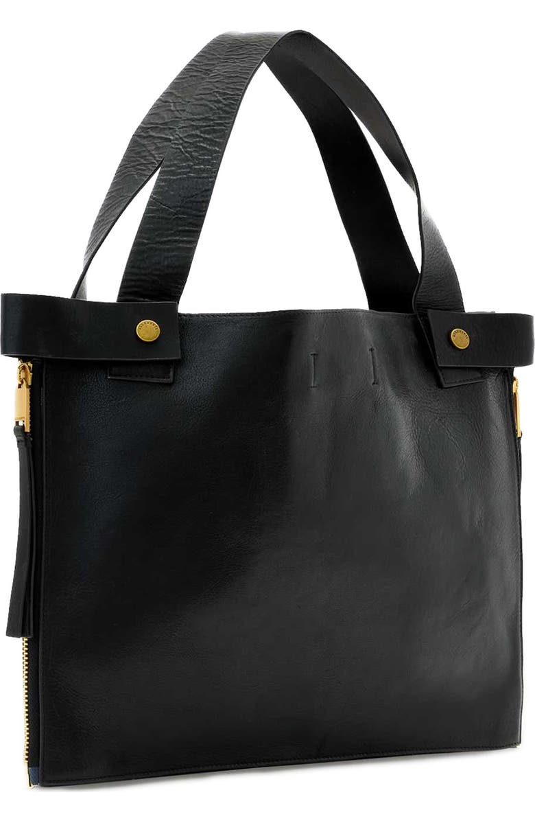 AllSaints Marlo Leather East/West Tote, Alternate, color, Black
