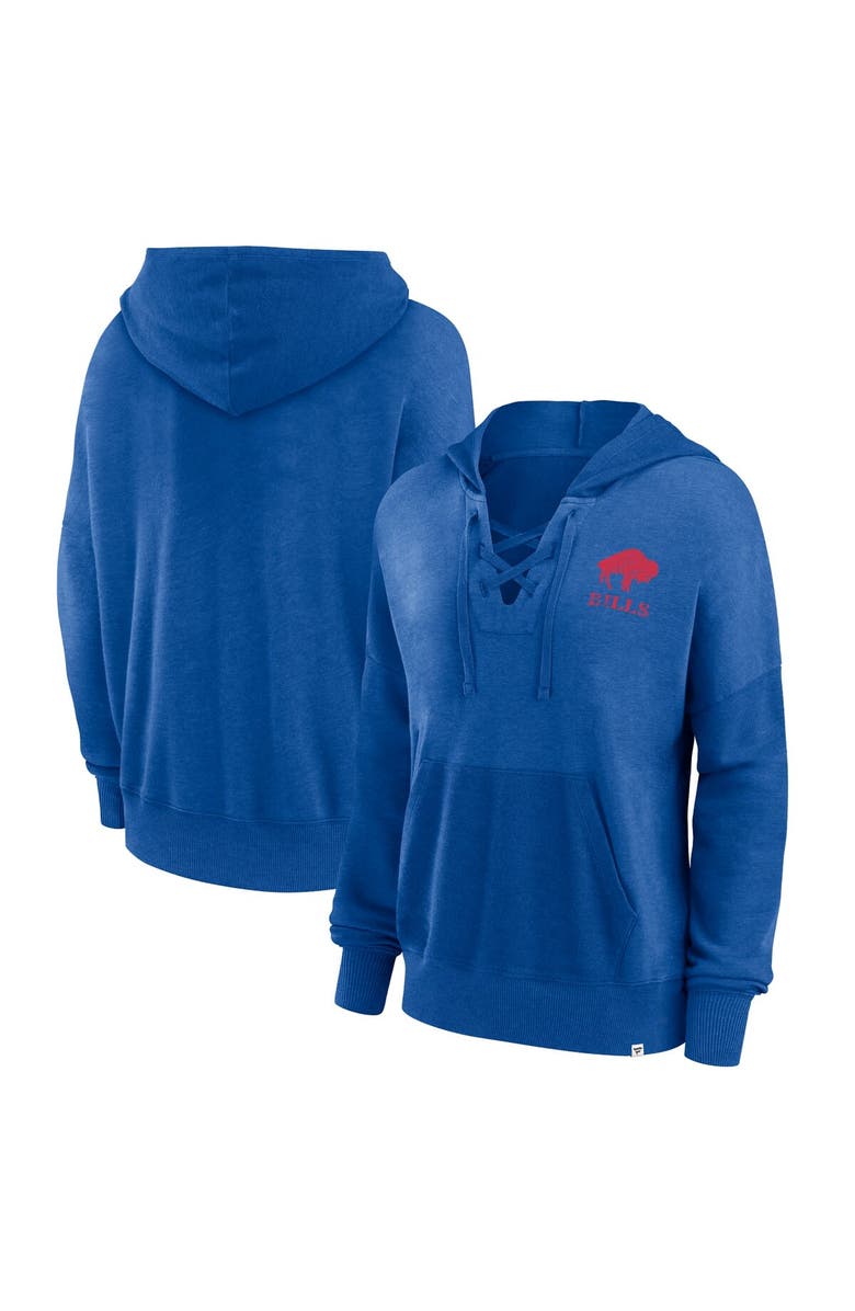 FANATICS Women's Fanatics Branded Royal Buffalo Bills Heritage Snow Wash French Terry Lace-Up Pullover Hoodie, Main, color, Royal