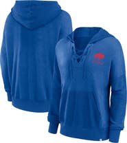 FANATICS Women's Fanatics Branded Royal Buffalo Bills Heritage Snow Wash French Terry Lace-Up Pullover Hoodie