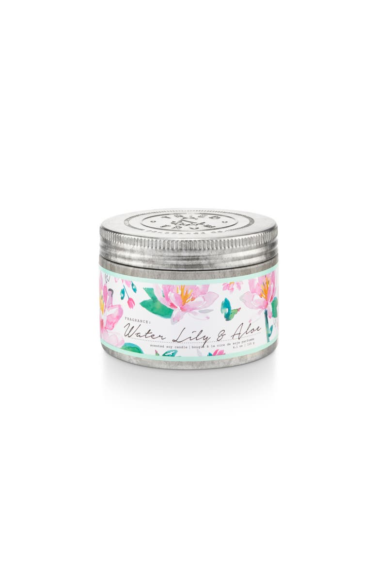 Tried & True Water Lily & Aloe Candle, 4.1 oz. Tin, Main, color, Silver
