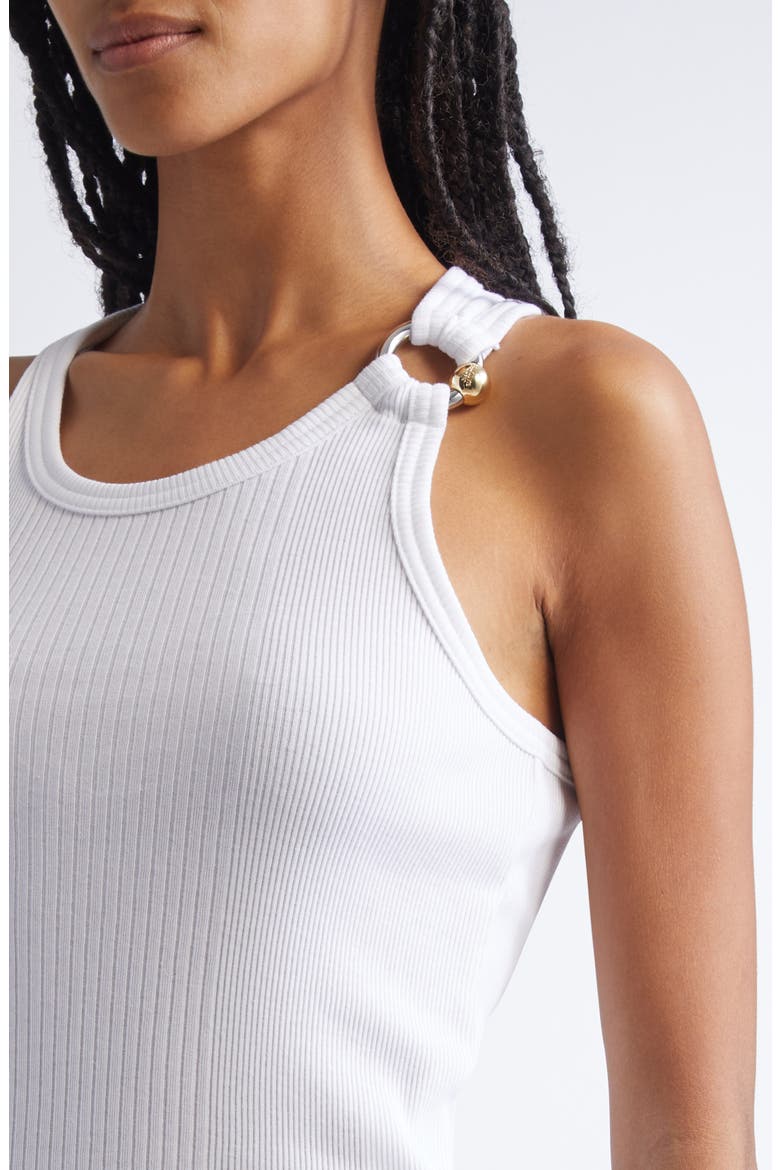 Ring Detail Cotton Rib Tank, Alternate, color, WHITE