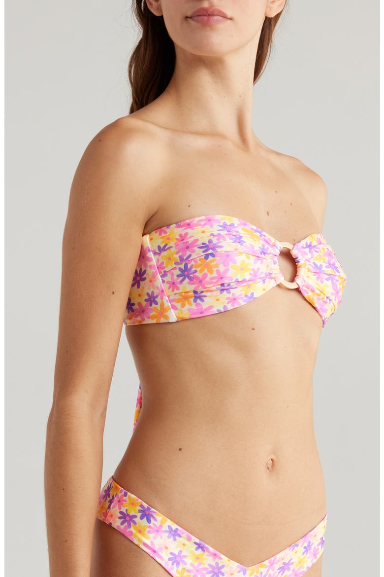 Strapless Bandeau Bikini Top, Alternate, color, DAISY DREAMER