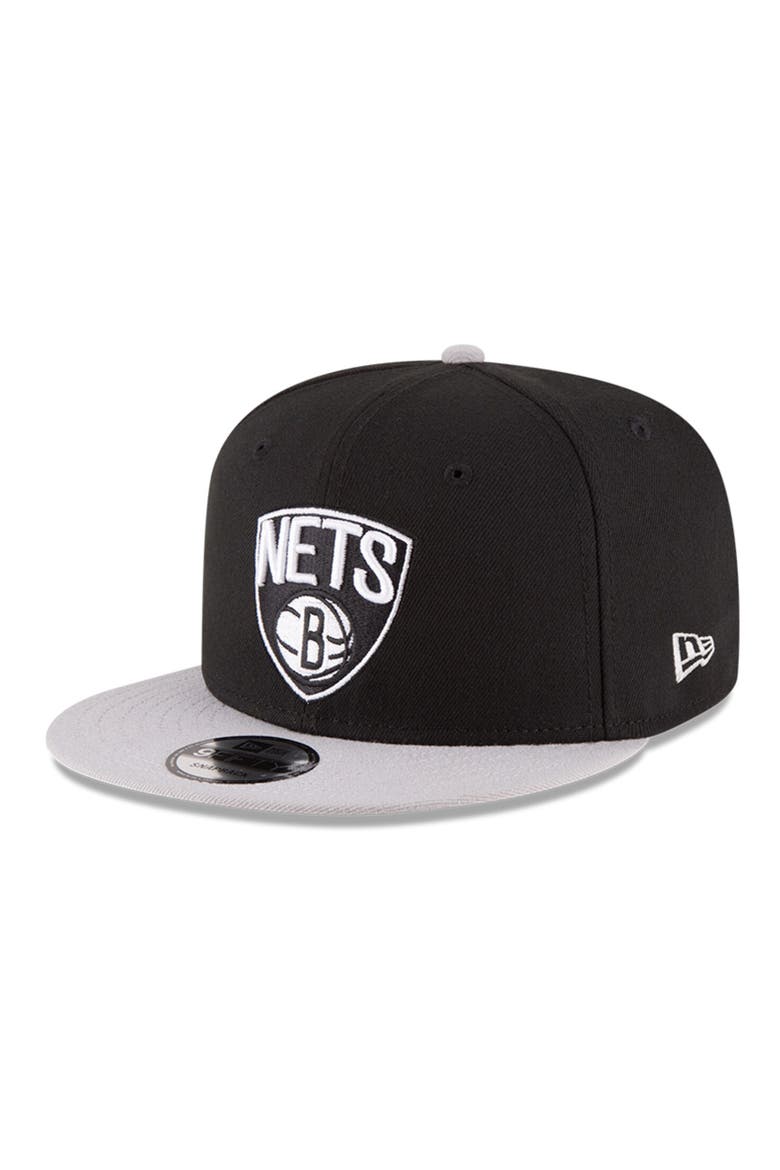 Men's New Era Black/Gray Brooklyn Nets 2-Tone 9FIFTY Adjustable Snapback Hat, Main, color, BLACK